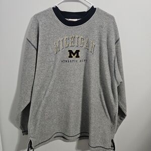 VINTAGE 90s Gray Michigan Crewneck Sweater Unisex/mens Size LARGE
